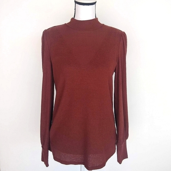 SALE 🛍️ NWT 🆕 MAURICES ribbed rust color long sleeve top Womens size S - Picture 1 of 7